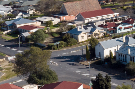 ariel photo of regional town